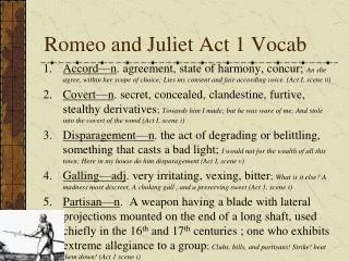 Romeo and Juliet Act 1 Vocab