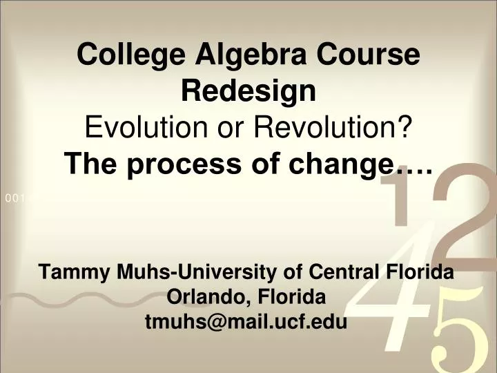 college algebra course redesign evolution or revolution the process of change