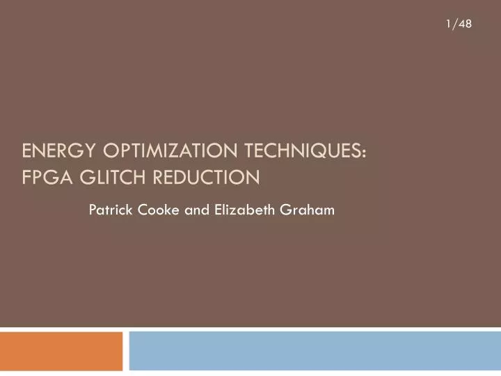 energy optimization techniques fpga glitch reduction