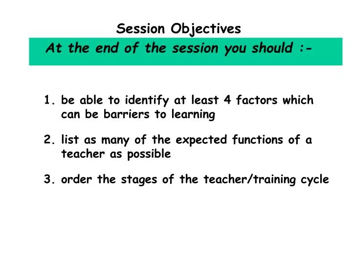 session objectives