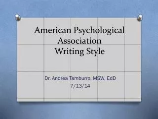 American Psychological Association Writing Style