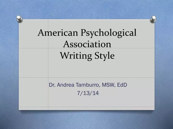 american psychological association writing style