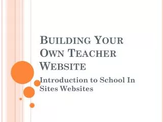 Building Your Own Teacher Website