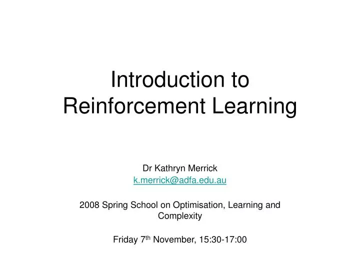 introduction to reinforcement learning