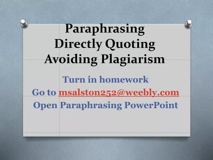 paraphrasing directly quoting avoiding plagiarism