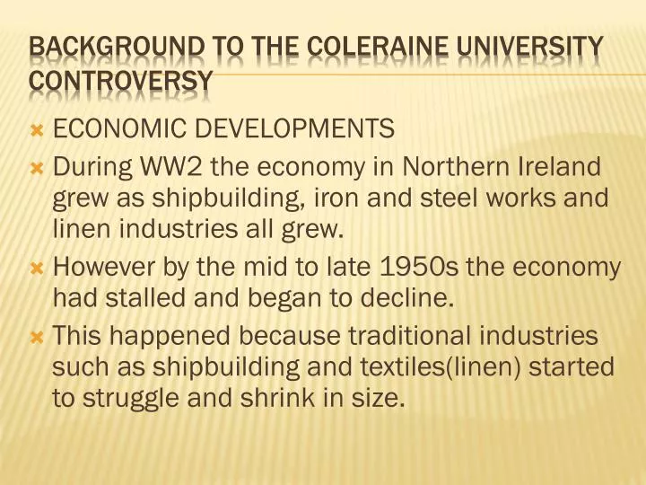 background to the coleraine university controversy