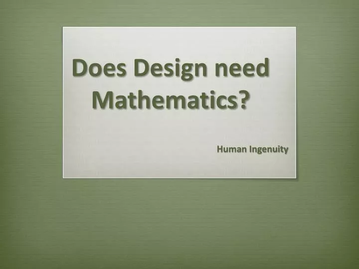 does design need mathematics