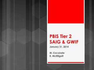 PBIS Tier 2 SAIG &amp; GWIF