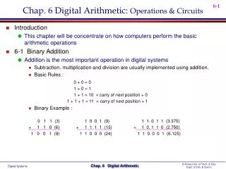 Chap. 6 Digital Arithmetic: Operations &amp; Circuits