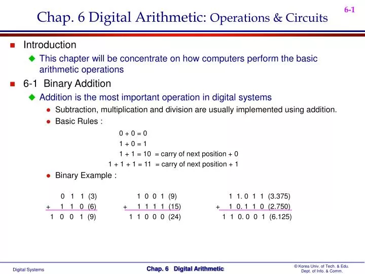 chap 6 digital arithmetic operations circuits