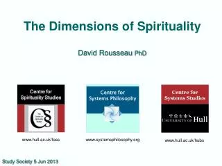 The Dimensions of Spirituality David Rousseau PhD