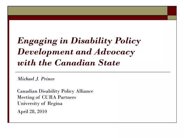 engaging in disability policy development and advocacy with the canadian state