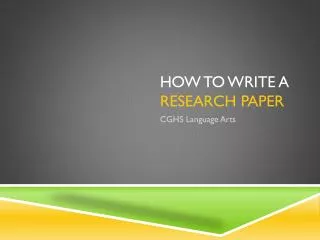 How to Write a research paper