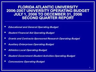 Educational and General Operating Budget Student Financial Aid Operating Budget