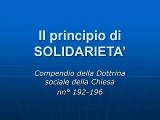 il principio di solidarieta