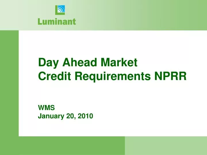 day ahead market credit requirements nprr
