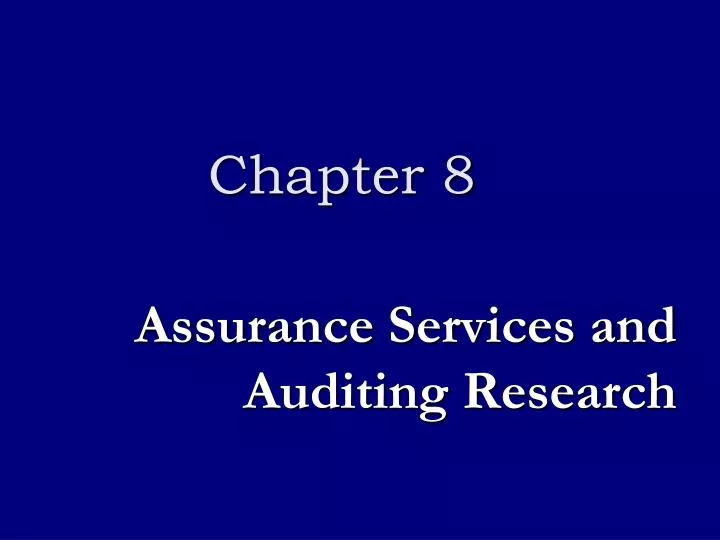 assurance services and auditing research
