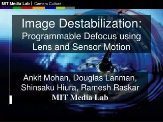 Image Destabilization: Programmable Defocus using Lens and Sensor Motion