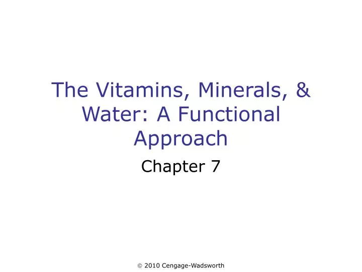 the vitamins minerals water a functional approach