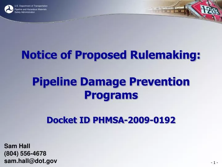 notice of proposed rulemaking pipeline damage prevention programs docket id phmsa 2009 0192