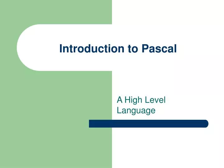 introduction to pascal