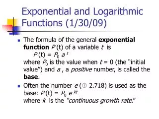 Exponential and Logarithmic Functions (1/30/09)