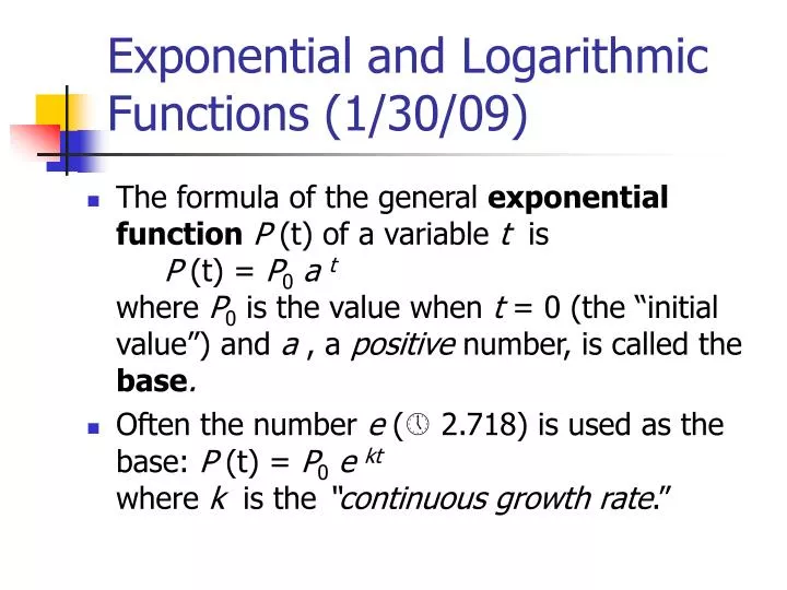 exponential and logarithmic functions 1 30 09