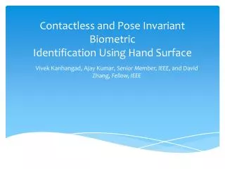 Contactless and Pose Invariant Biometric Identification Using Hand Surface
