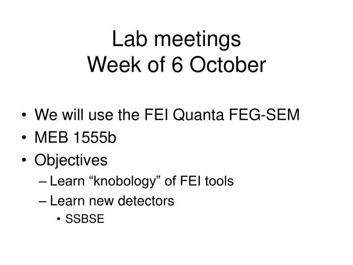 lab meetings week of 6 october