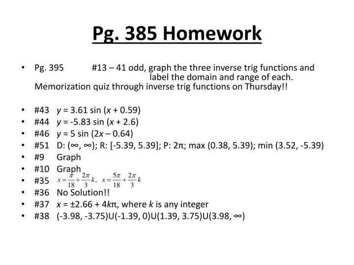 pg 385 homework