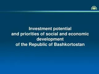 Investment potential and priorities of social and economic development