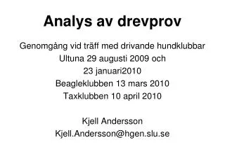 analys av drevprov