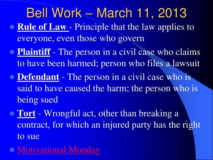 bell work march 11 2013