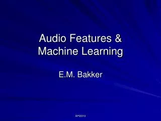 Audio Features &amp; Machine Learning