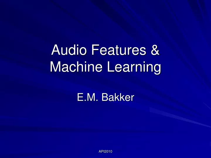 audio features machine learning