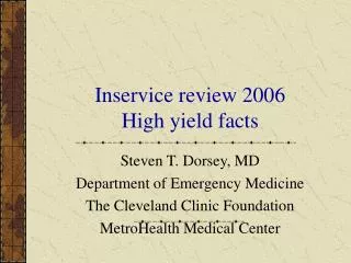 Inservice review 2006 High yield facts
