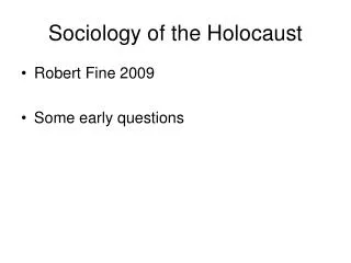 Sociology of the Holocaust