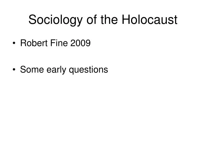 sociology of the holocaust