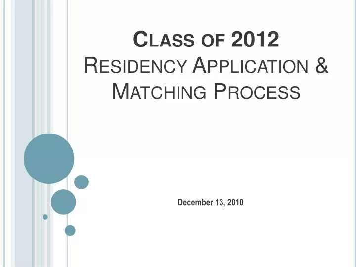 class of 2012 residency application matching process