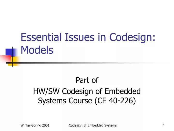 essential issues in codesign models