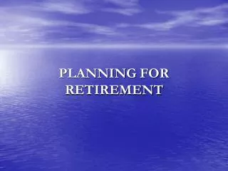 planning for retirement