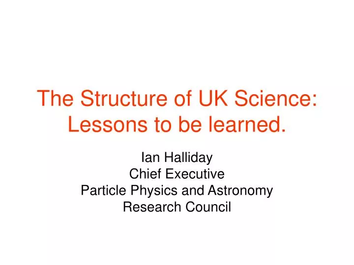 the structure of uk science lessons to be learned