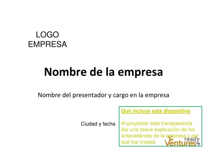 nombre de la empresa nombre del presentador y cargo en la empresa