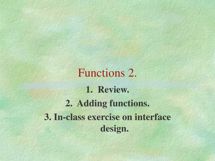 functions 2