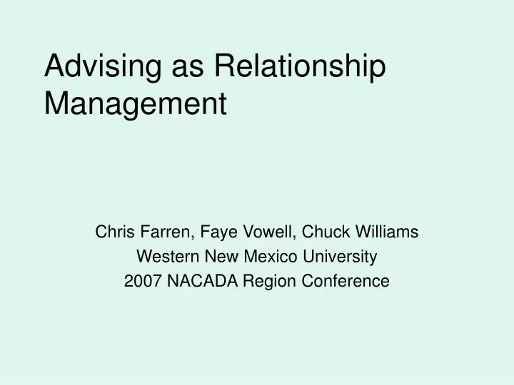 advising as relationship management