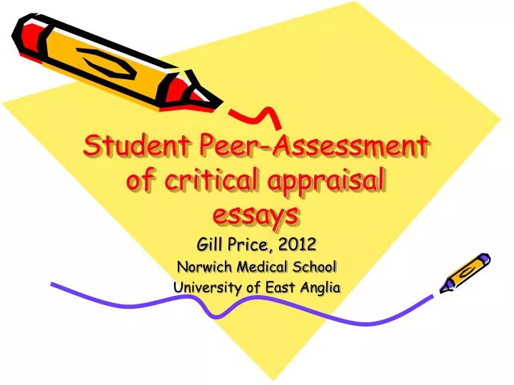 student peer assessment of critical appraisal essays