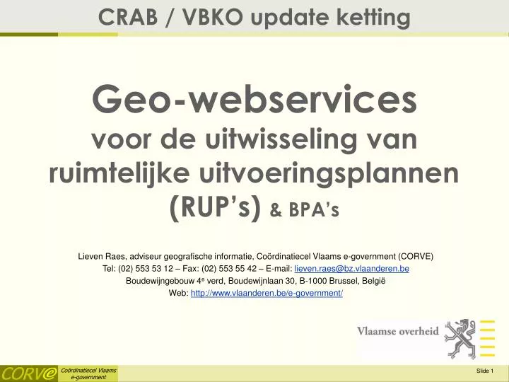 geo webservices voor de uitwisseling van ruimtelijke uitvoeringsplannen rup s bpa s