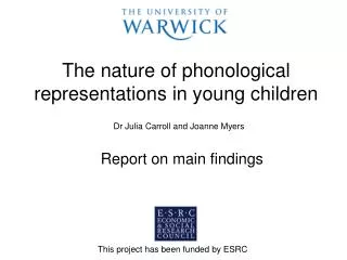 The nature of phonological representations in young children