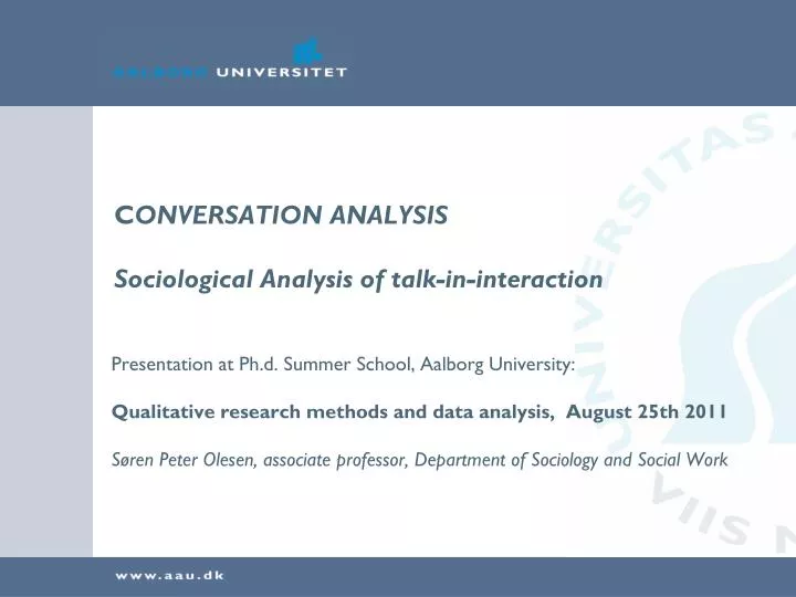 c onversation analysis sociological analysis of talk in interaction