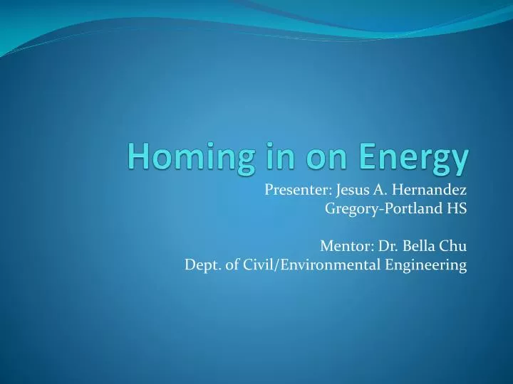 homing in on energy